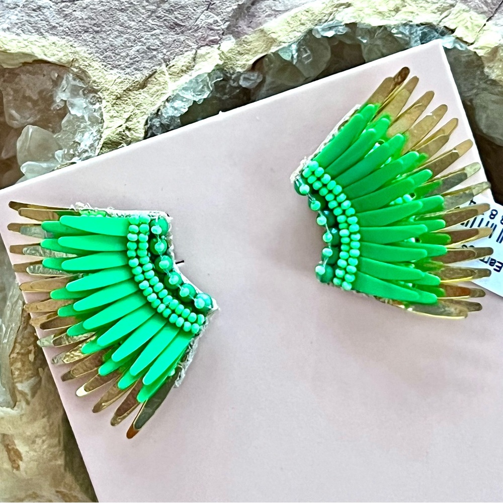 🌺🎉HP🎉🌺 NWT Mignonne Gavigan Mini Madeline Earrings Green Gold